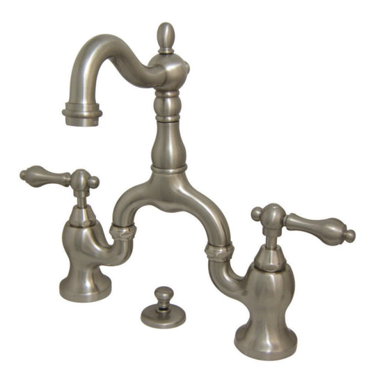 English Country Bridge Bathroom Faucet in Brushed Nickel