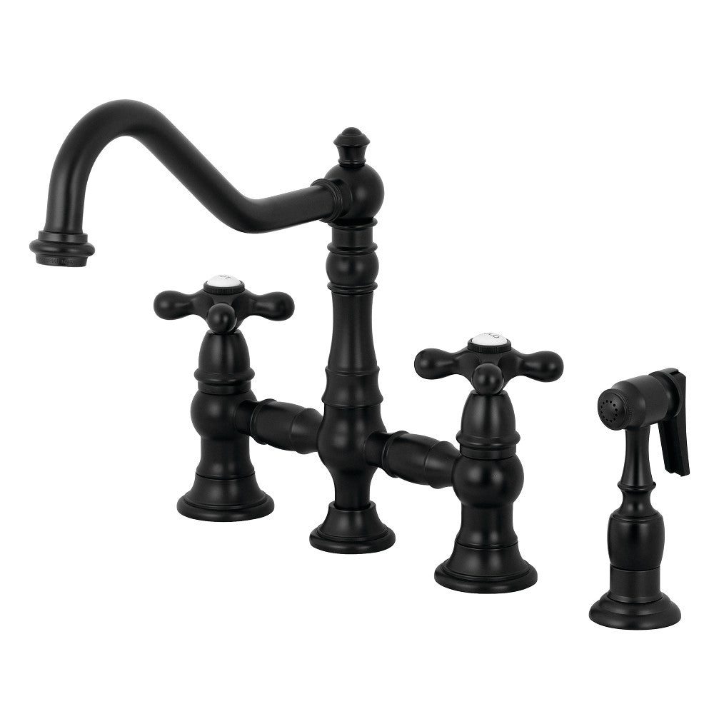 Restoration Bridge Kitchen Faucet in Matte Black