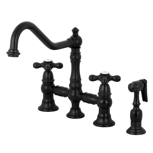 Restoration Bridge Kitchen Faucet in Matte Black