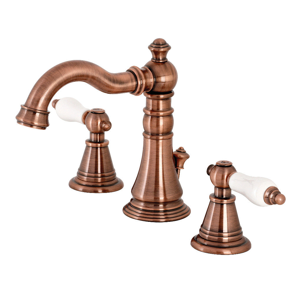 English Classic Widespread Bathroom Faucet in Antique Copper