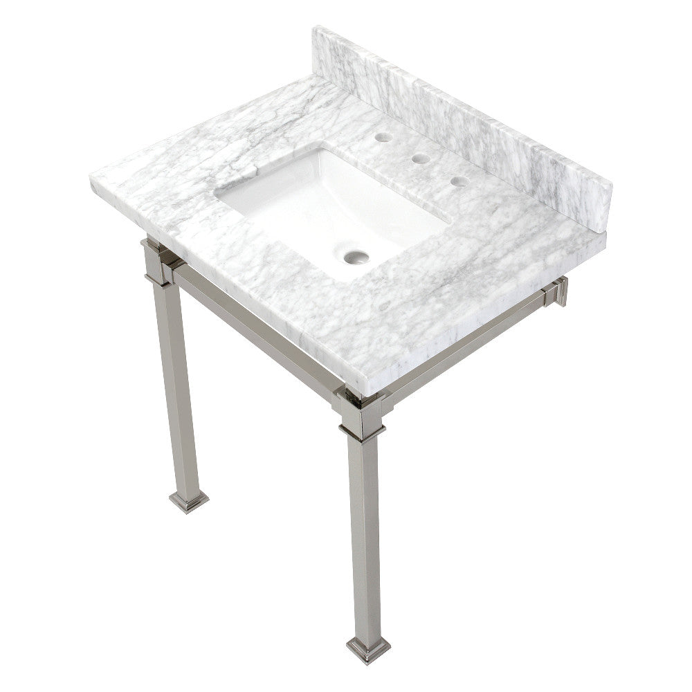 Monarch 30 Inch Console Sink in Carrara Marble