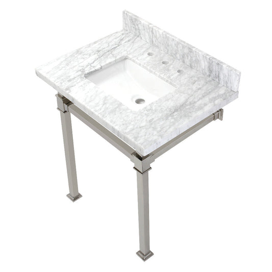 Monarch 30 Inch Console Sink in Carrara Marble