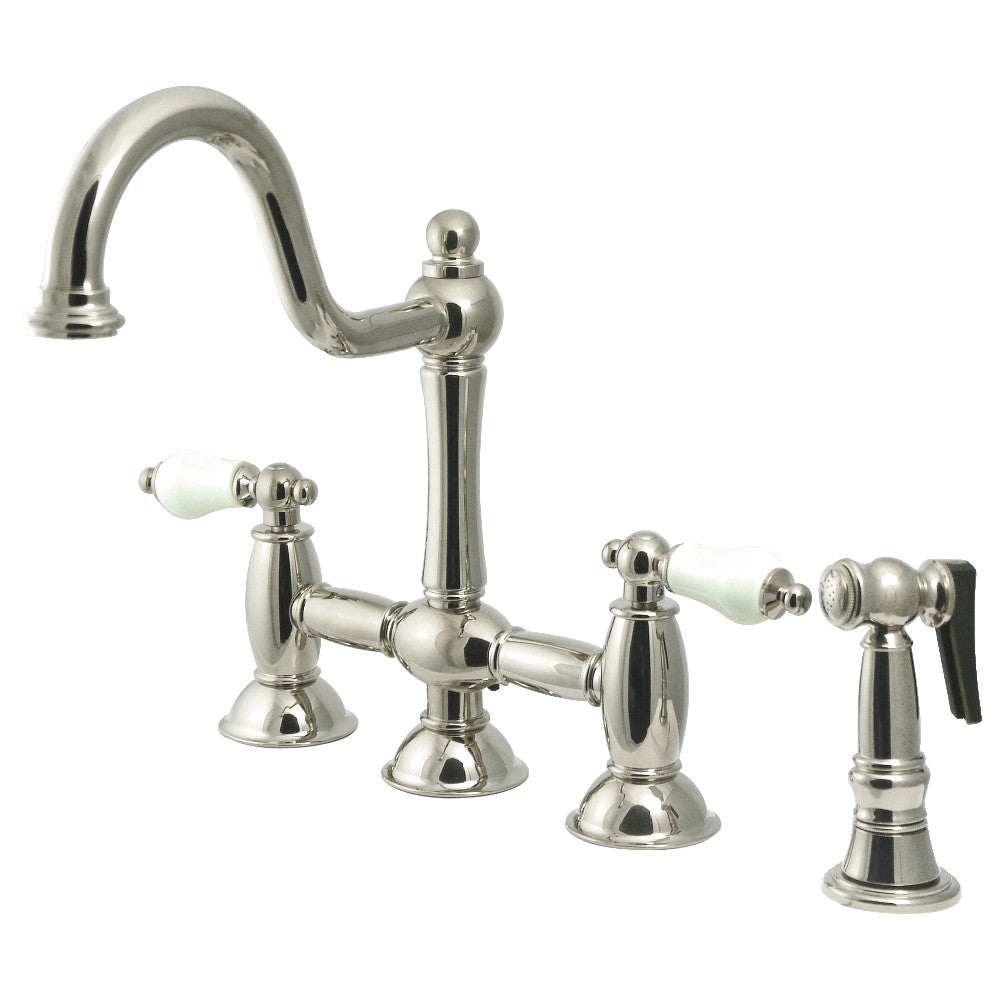 Restoration Bridge Kitchen Faucet in Brushed Nickel