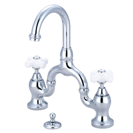 English Country Bridge Bathroom Faucet in Polished Chrome