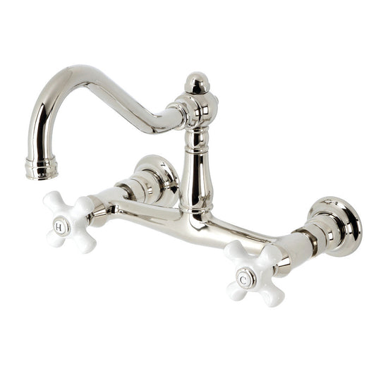 Vintage Wall-Mount Bathroom Faucet in Polished Nickel