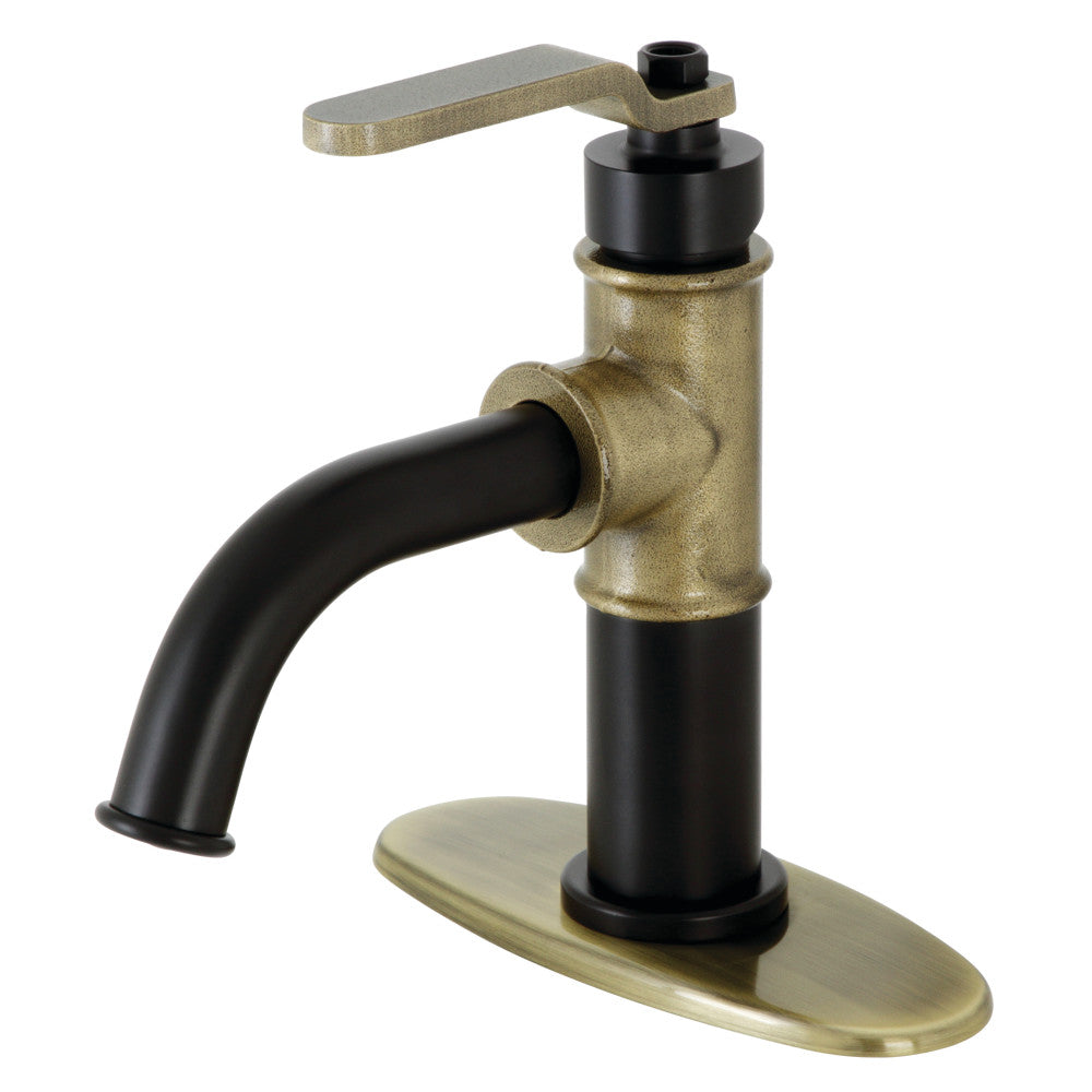 Whitaker Single-Hole Bathroom Faucet in Matte Black/Antique Brass