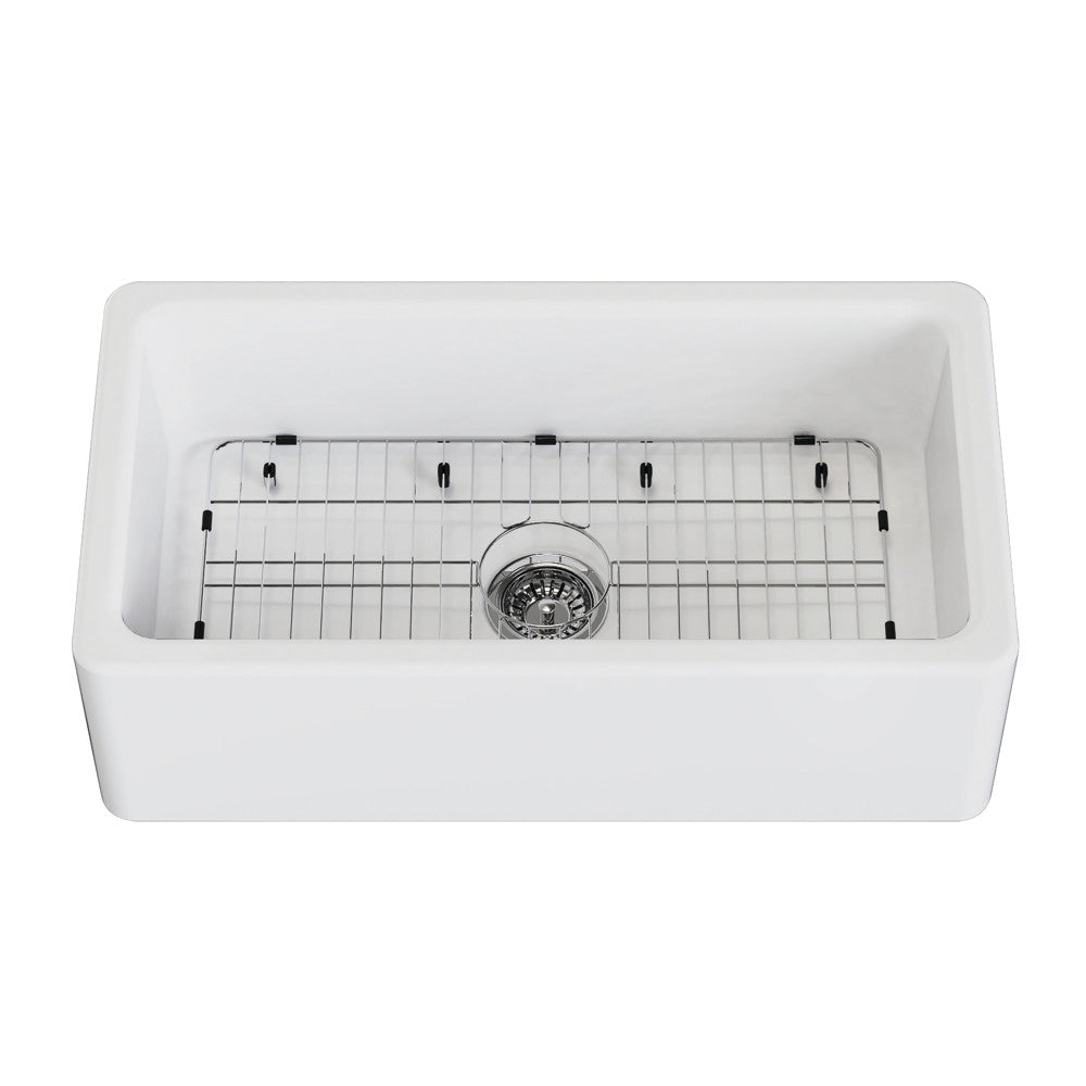 Kaolin 33.13 Inch Farmhouse Kitchen Sink in White