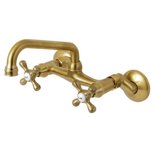 Kingston Wall Mount Kitchen Faucet in Brushed Brass