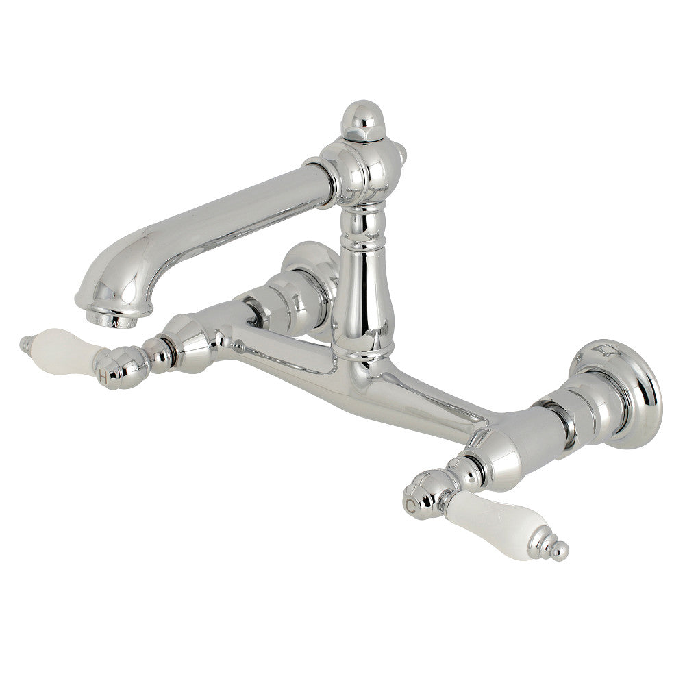 English Country Wall-Mount Bathroom Faucet in Polished Chrome