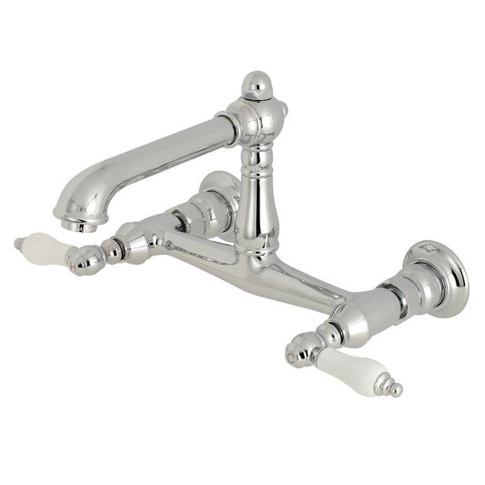 English Country Wall-Mount Bathroom Faucet in Polished Chrome