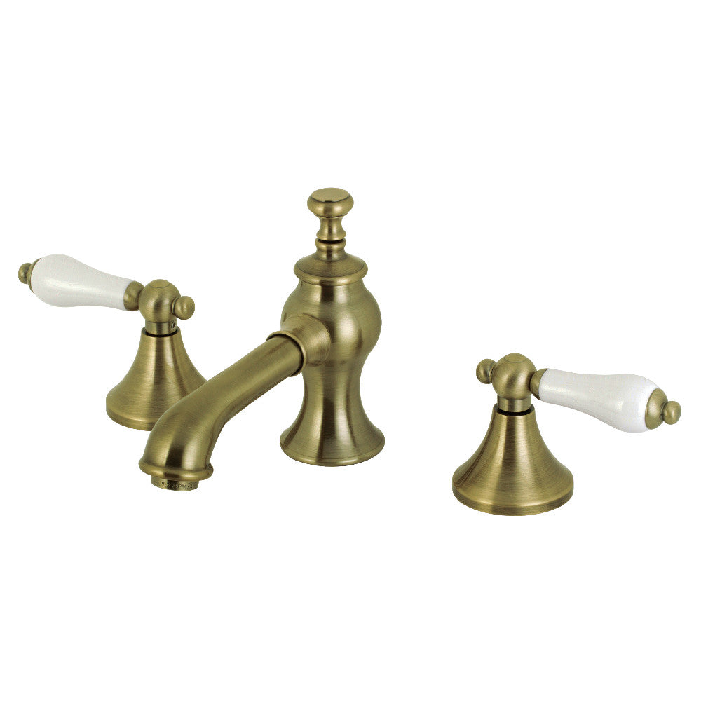 Vintage Widespread Bathroom Faucet in Antique Brass