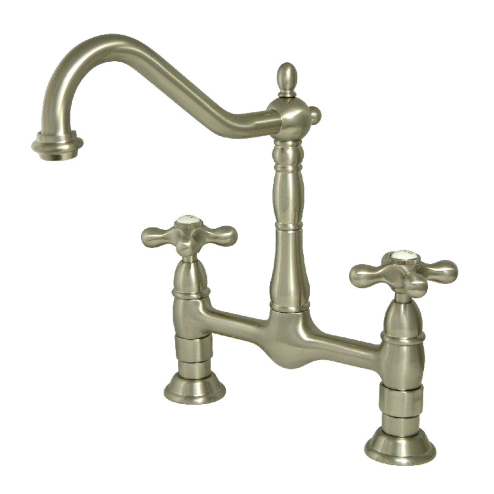 Heritage Bridge Kitchen Faucet in Brushed Nickel