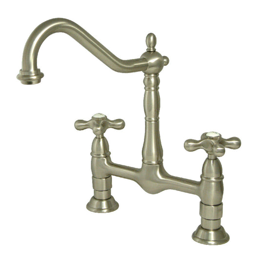 Heritage Bridge Kitchen Faucet in Brushed Nickel