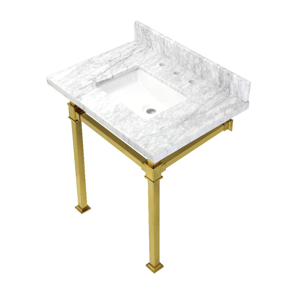 Monarch 30 Inch Console Sink in Carrara Marble