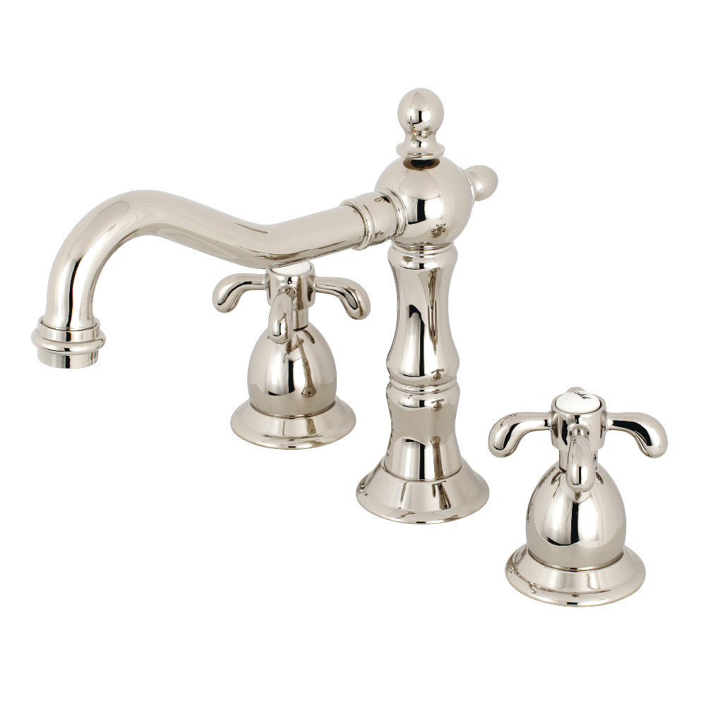 French Country Widespread Bathroom Faucet in Polished Nickel