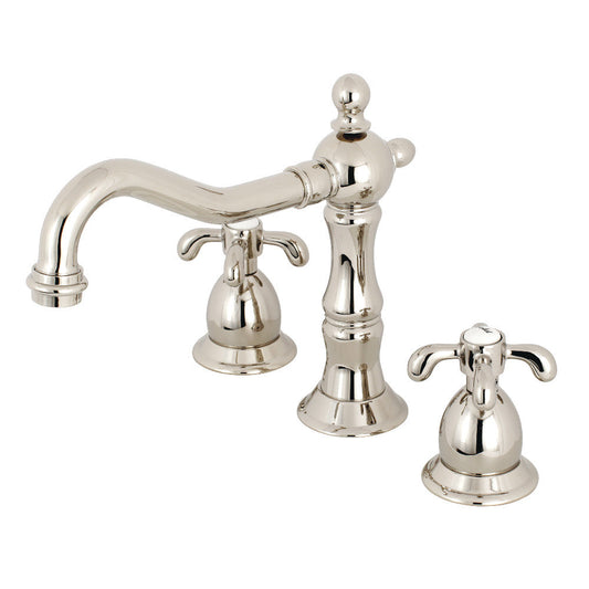 French Country Widespread Bathroom Faucet in Polished Nickel