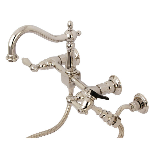 Heritage Wall Mount Kitchen Faucet in Polished Nickel