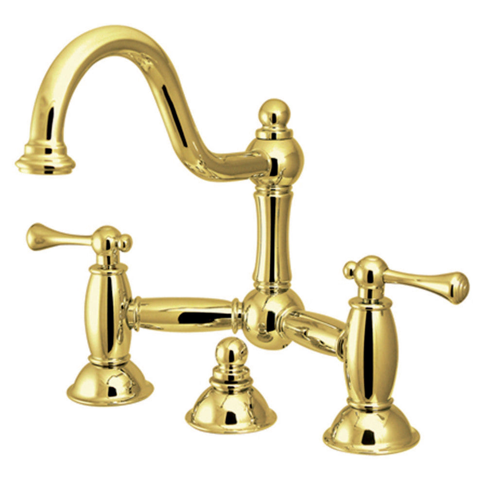 Restoration Bridge Bathroom Faucet in Polished Brass