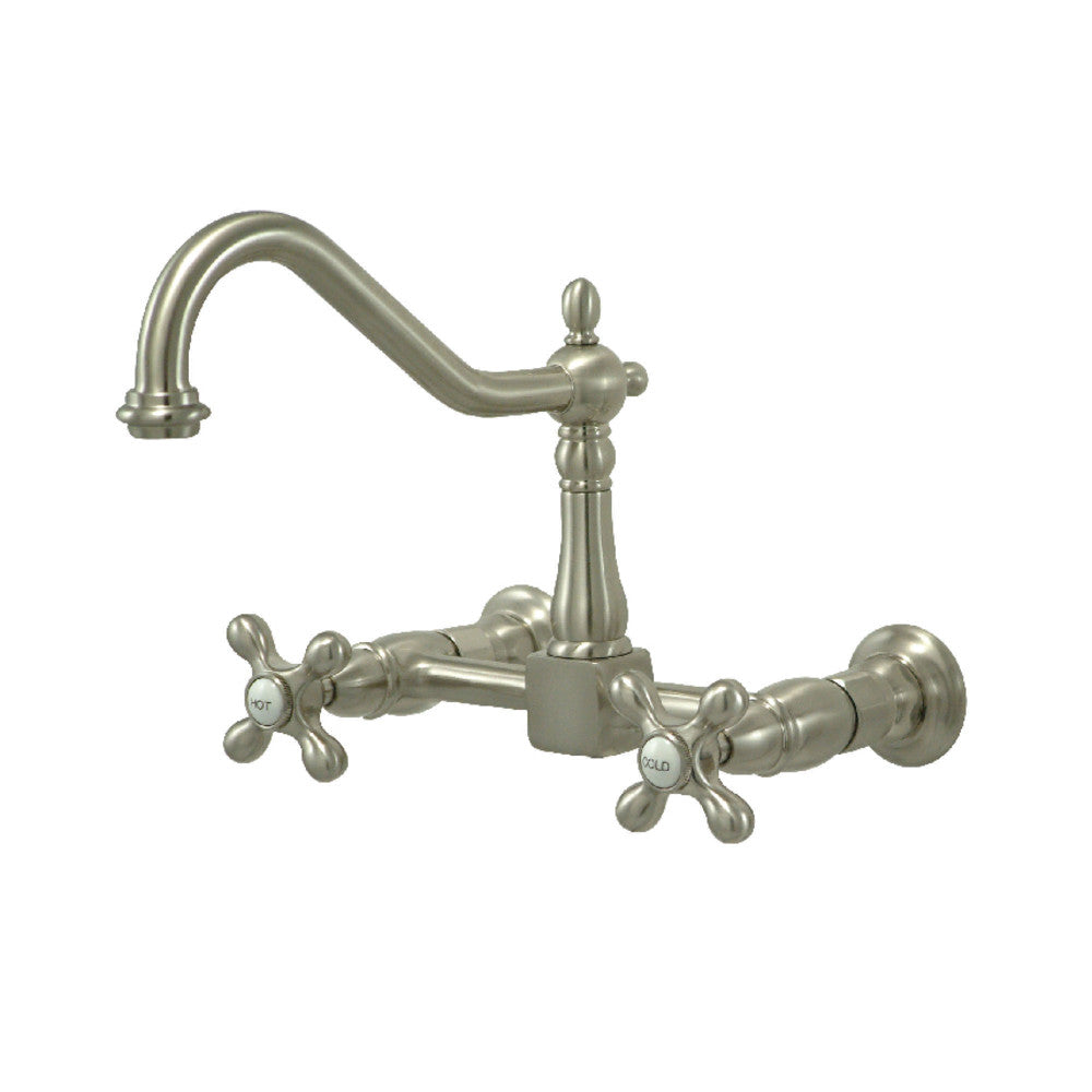Heritage Wall Mount Kitchen Faucet in Brushed Nickel
