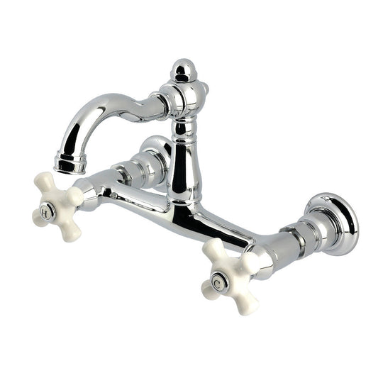 Vintage Wall Mount Kitchen Faucet in Polished Chrome