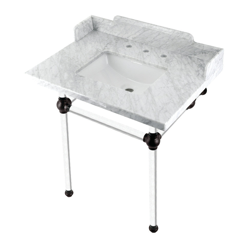 Pemberton 30 Inch Console Sink in Carrara Marble