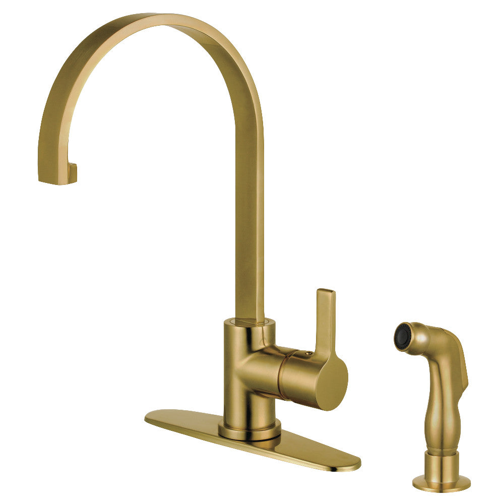 Continental One Handle Kitchen Faucet in Brushed Brass
