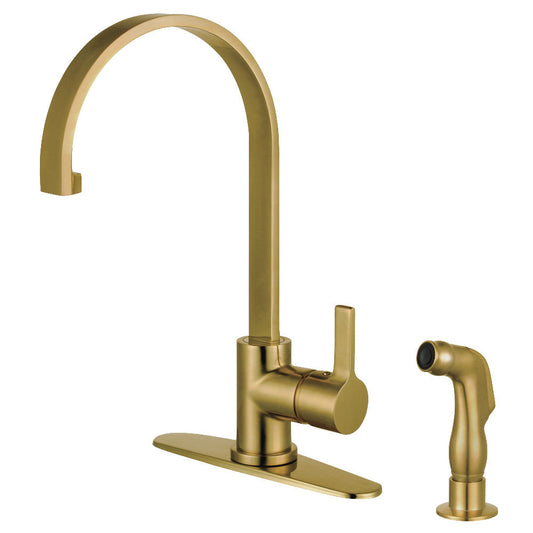 Continental One Handle Kitchen Faucet in Brushed Brass