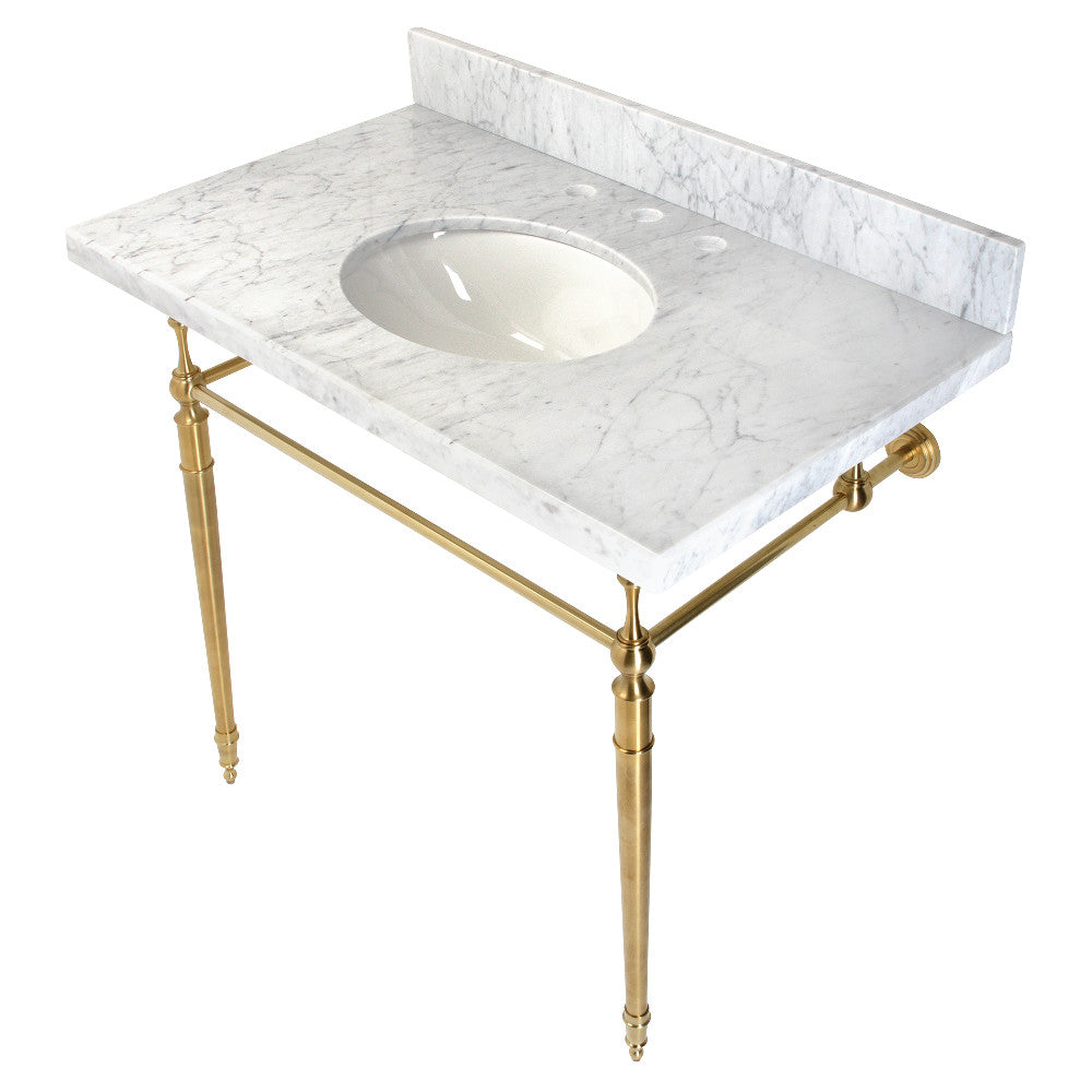 Edwardian 36 Inch Console Sink in Carrara Marble