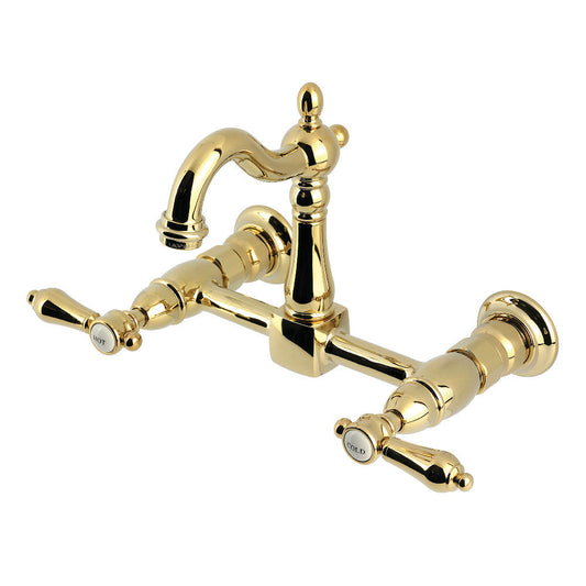 Heirloom Wall Mount Kitchen Faucet in Polished Brass