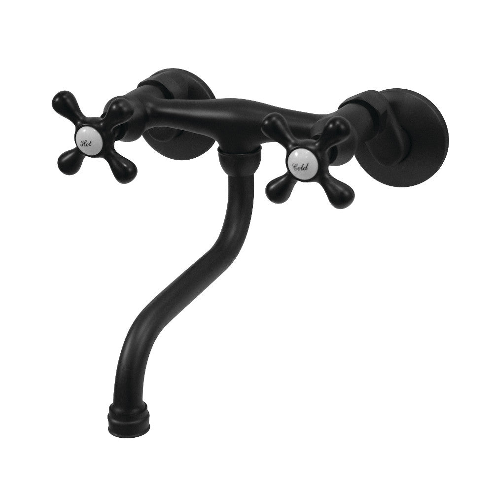 Kingston Wall-Mount Bathroom Faucet in Matte Black