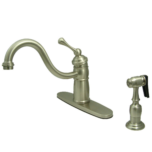 Victorian One Handle Kitchen Faucet in Brushed Nickel