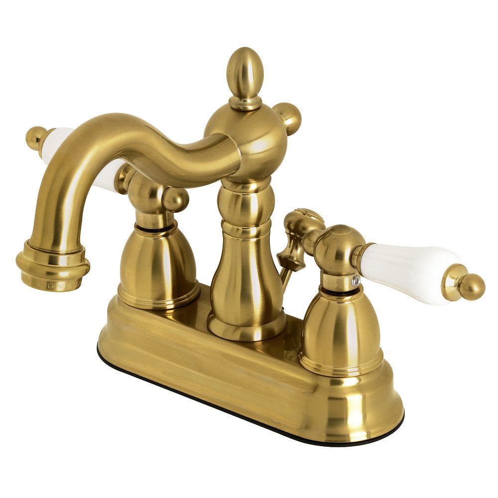 Heritage 4 Inch Centerset Bathroom Faucet in Brushed Brass