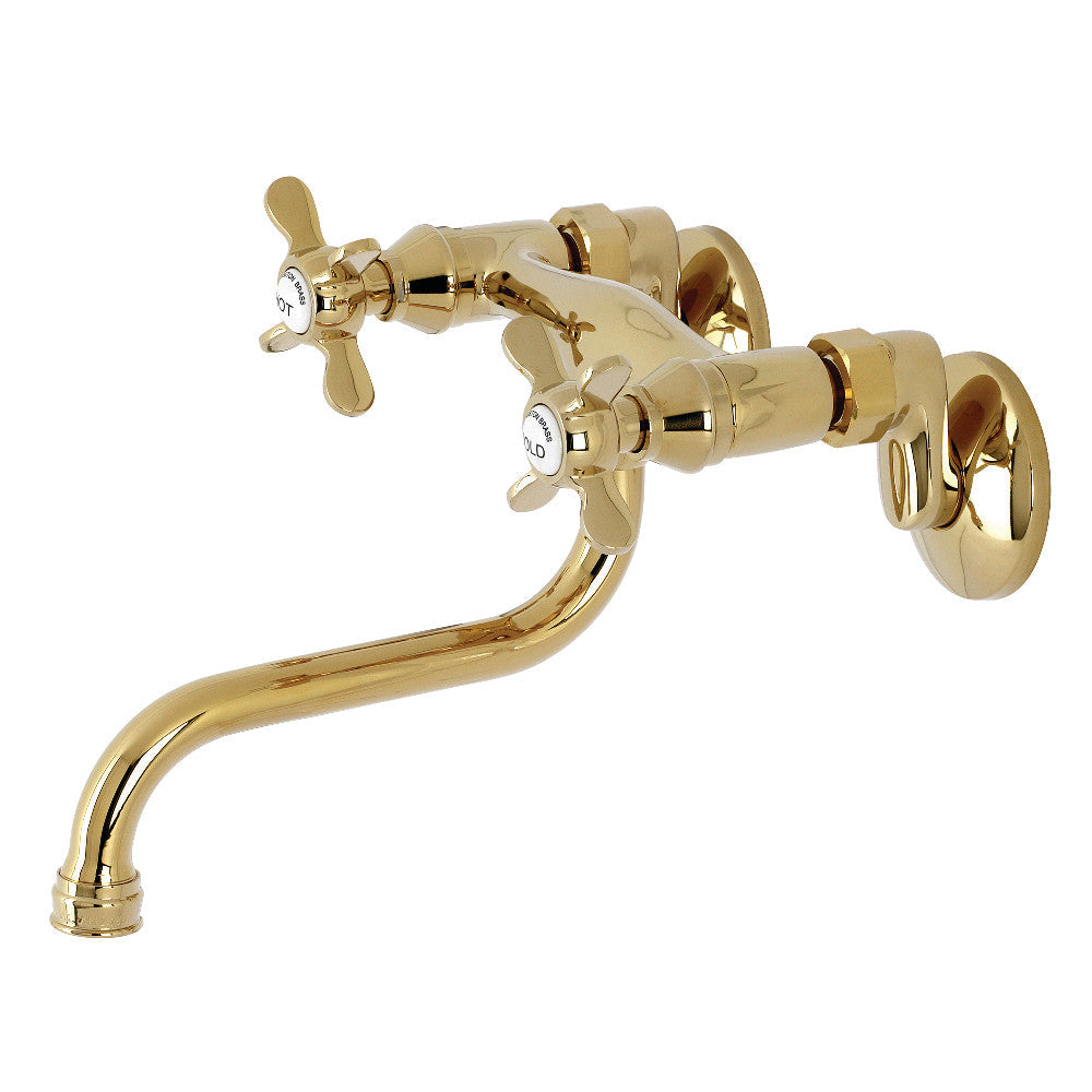 Essex Wall-Mount Bathroom Faucet in Polished Brass