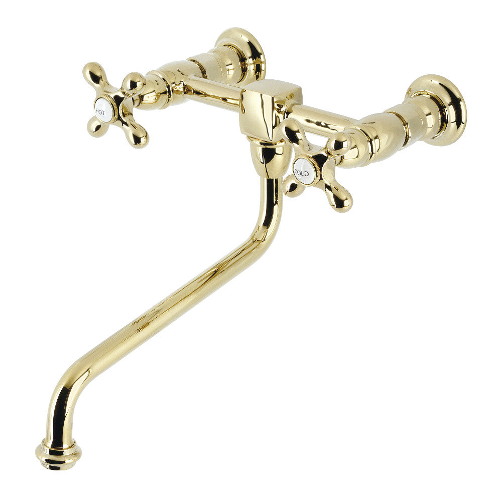 Heritage Wall Mount Kitchen Faucet in Polished Brass