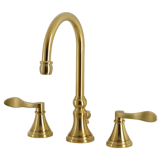 NuFrench Widespread Bathroom Faucet in Brushed Brass