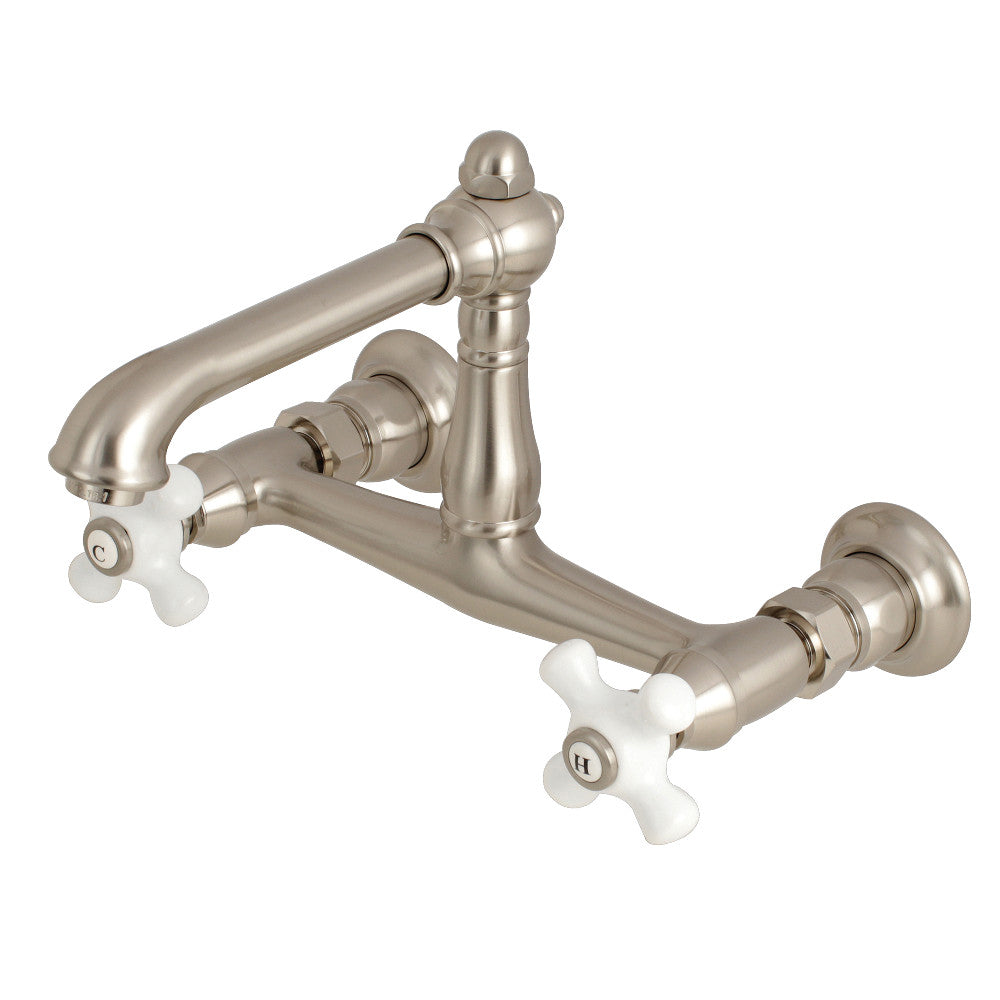 English Country Wall-Mount Bathroom Faucet in Brushed Nickel