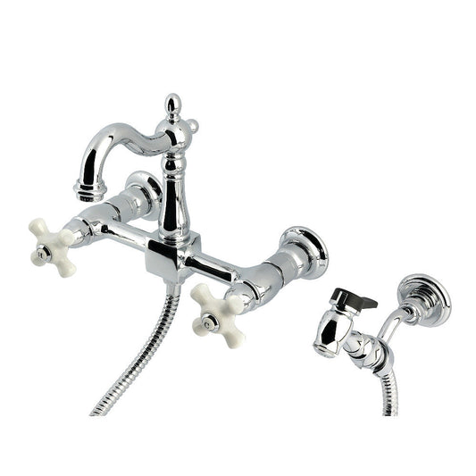 Heritage Wall Mount Kitchen Faucet in Polished Chrome