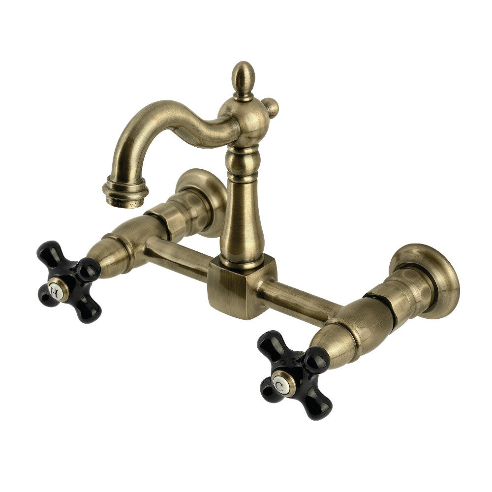Duchess Wall Mount Kitchen Faucet in Antique Brass