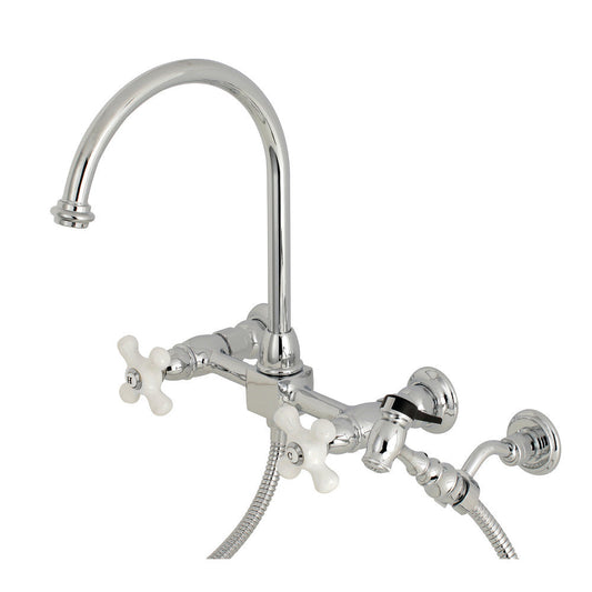 Restoration Wall Mount Kitchen Faucet in Polished Chrome