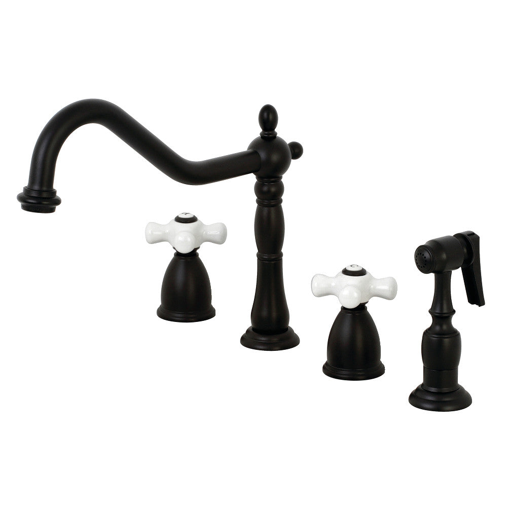 Heritage Widespread Kitchen Faucet in Matte Black