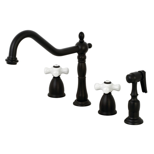 Heritage Widespread Kitchen Faucet in Matte Black