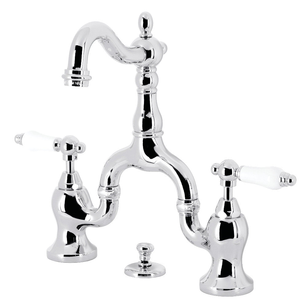 English Country Bridge Bathroom Faucet in Polished Chrome