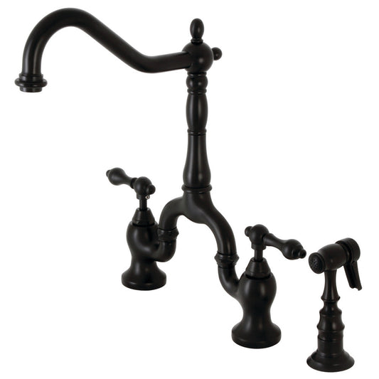 English Country Bridge Kitchen Faucet in Matte Black