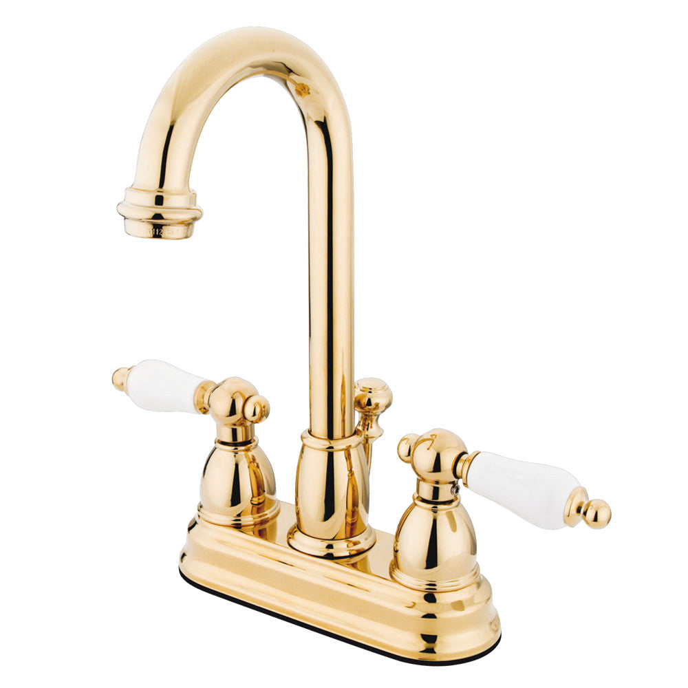 Restoration 4 Inch Centerset Bathroom Faucet in Polished Brass