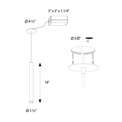 18 Inch CCT LED Cylinder Pendant Light