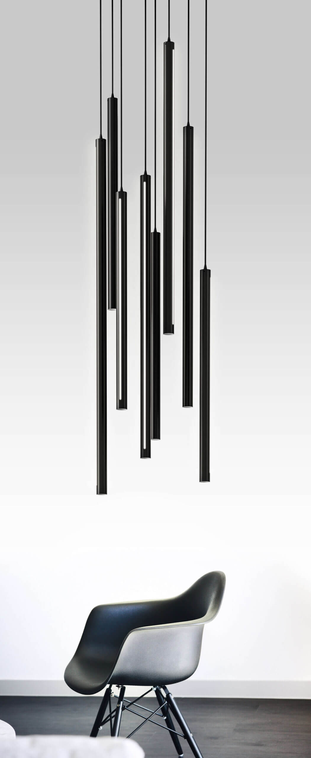 5 Light Square CCT LED Duo-Light Cylinder Pendant Cluster