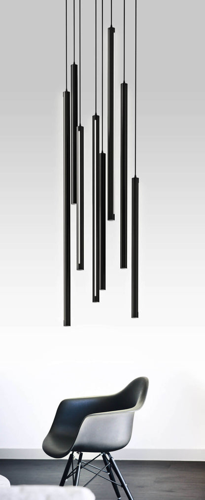 5 Light Square CCT LED Duo-Light Cylinder Pendant Cluster