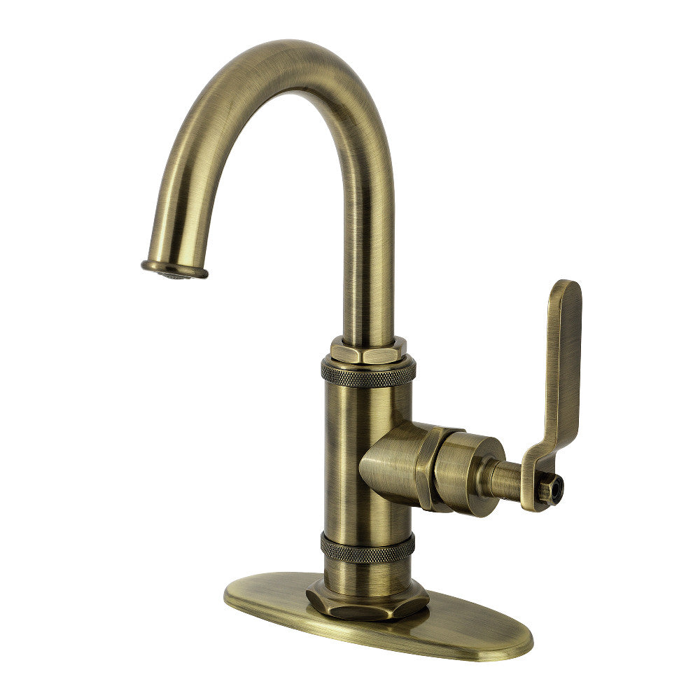 Whitaker Single-Hole Bathroom Faucet in Antique Brass