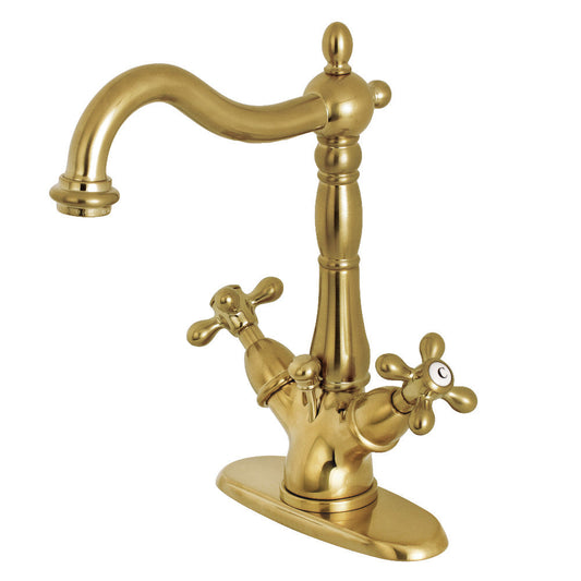 Heritage 4 Inch Centerset Bathroom Faucet in Brushed Brass