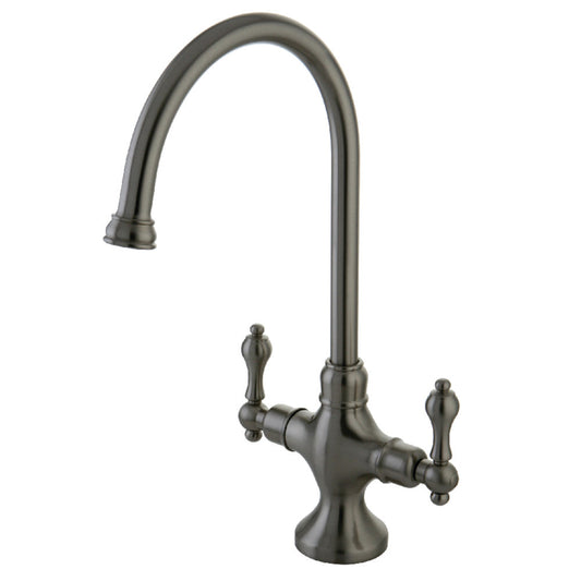 Vintage Two Handle Single-Hole Kitchen Faucet in Brushed Nickel